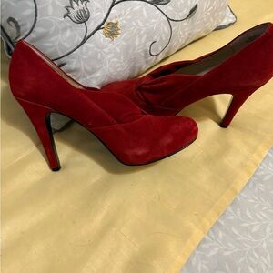 Nine West Vibrant Red Suede Heels